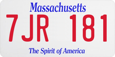 MA license plate 7JR181