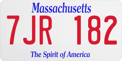 MA license plate 7JR182