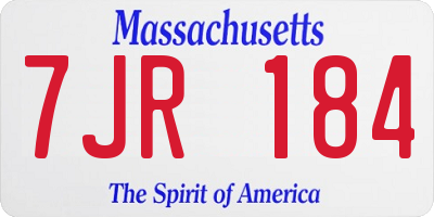 MA license plate 7JR184