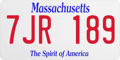 MA license plate 7JR189