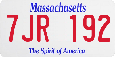 MA license plate 7JR192
