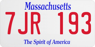 MA license plate 7JR193