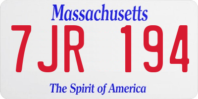MA license plate 7JR194