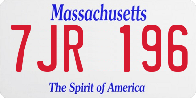 MA license plate 7JR196