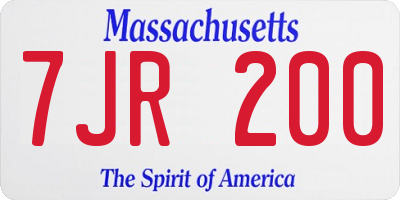 MA license plate 7JR200