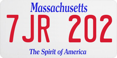 MA license plate 7JR202