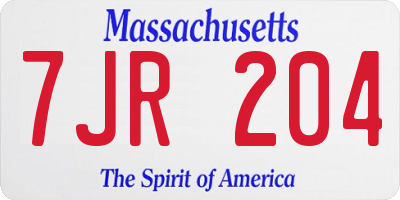 MA license plate 7JR204