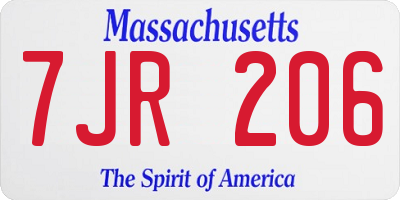 MA license plate 7JR206
