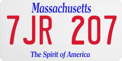 MA license plate 7JR207