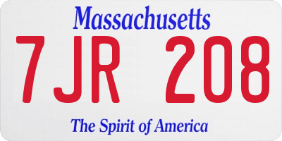 MA license plate 7JR208