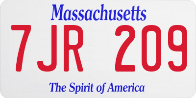 MA license plate 7JR209