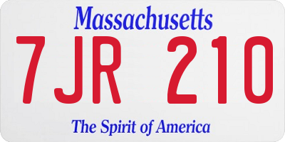 MA license plate 7JR210