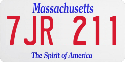 MA license plate 7JR211
