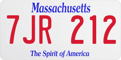 MA license plate 7JR212