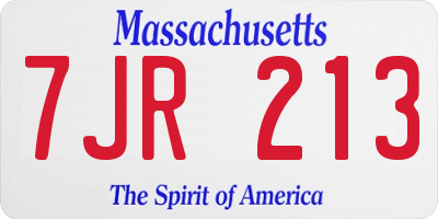 MA license plate 7JR213