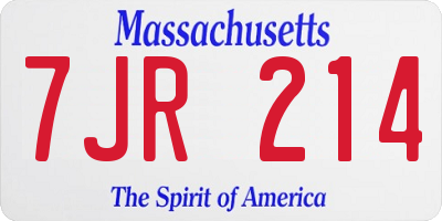 MA license plate 7JR214