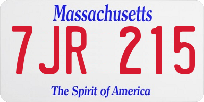 MA license plate 7JR215