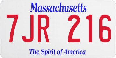 MA license plate 7JR216