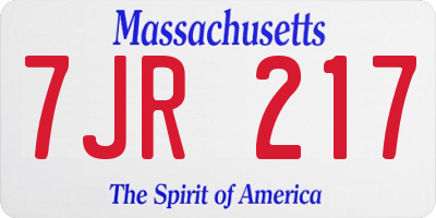 MA license plate 7JR217