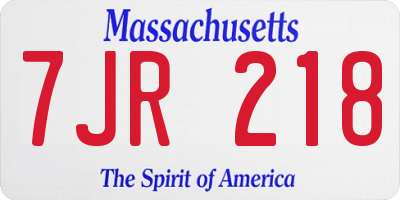 MA license plate 7JR218