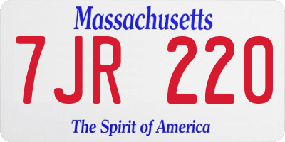 MA license plate 7JR220