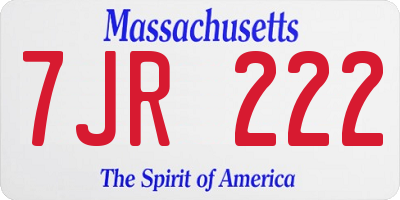 MA license plate 7JR222
