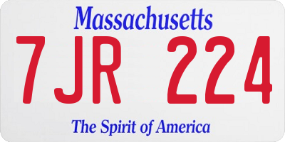 MA license plate 7JR224