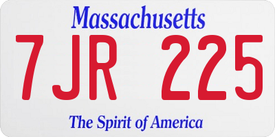 MA license plate 7JR225
