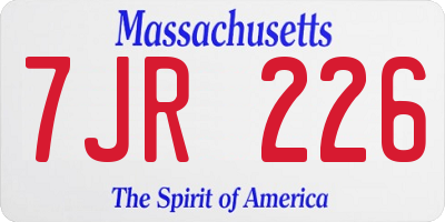 MA license plate 7JR226