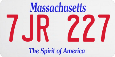 MA license plate 7JR227