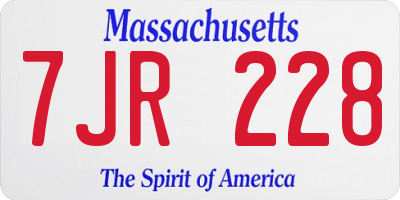 MA license plate 7JR228