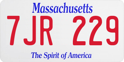 MA license plate 7JR229