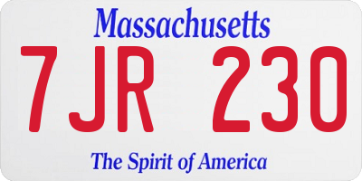 MA license plate 7JR230