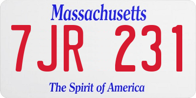 MA license plate 7JR231