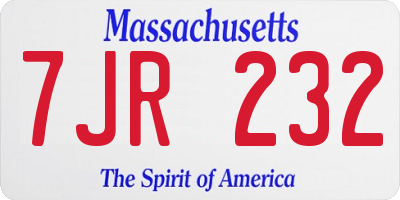 MA license plate 7JR232