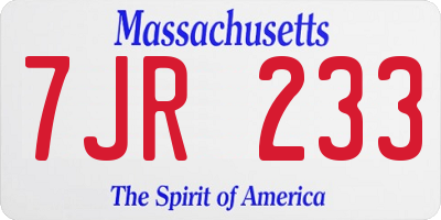 MA license plate 7JR233
