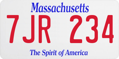 MA license plate 7JR234