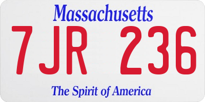 MA license plate 7JR236