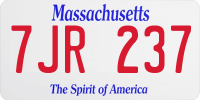 MA license plate 7JR237