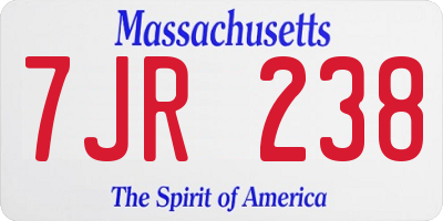 MA license plate 7JR238