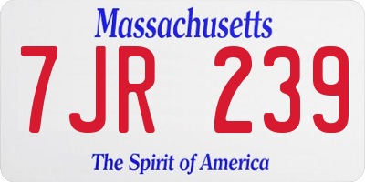 MA license plate 7JR239