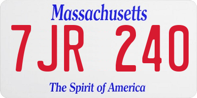MA license plate 7JR240