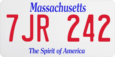 MA license plate 7JR242