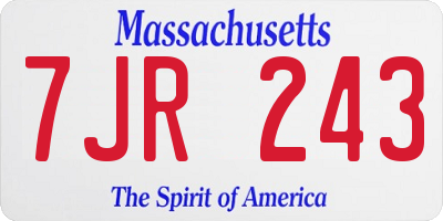 MA license plate 7JR243