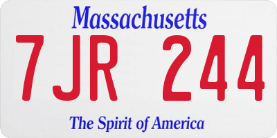 MA license plate 7JR244