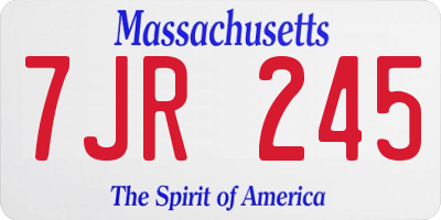 MA license plate 7JR245
