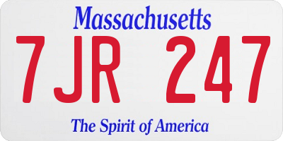 MA license plate 7JR247