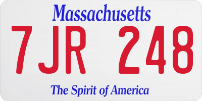 MA license plate 7JR248