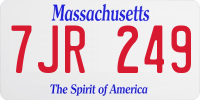MA license plate 7JR249
