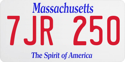 MA license plate 7JR250